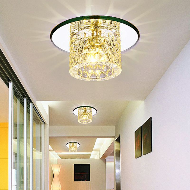 Lampe de plafond encastrée LED cylindrique dimpled Crystal Clear Flush Light pour couloir simple