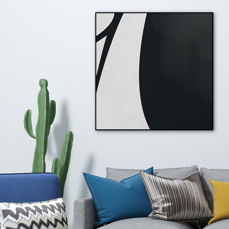 Minimalistic Abstract Drawing Canvas Art House Interior Wall Decor in Black and Grey