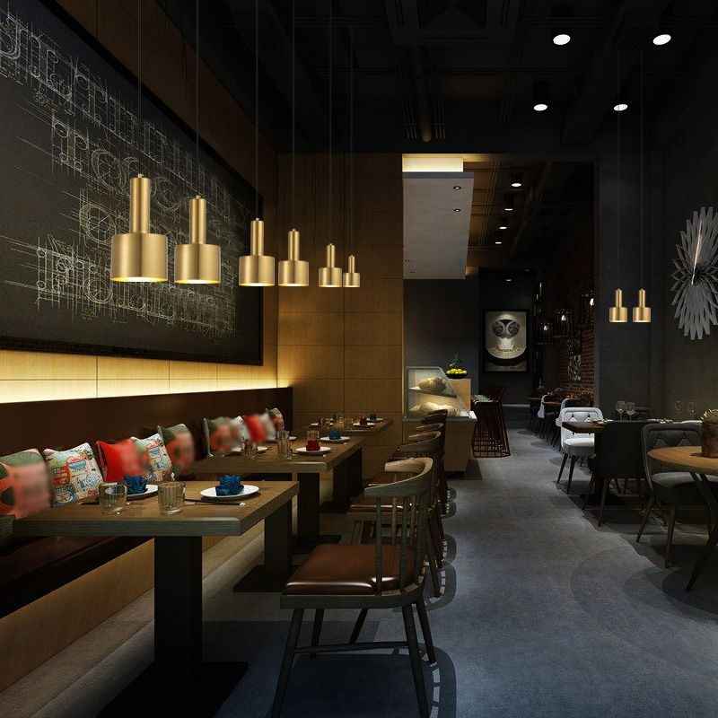 Restaurant Pendant Ceiling Light Minimalist Gold Hanging Lamp Kit with Cord Metal Shade