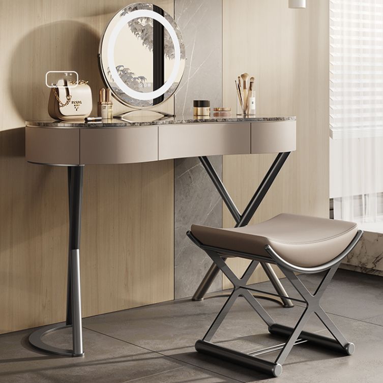 Glam Make-up Vanity Metal Bedroom Lighted Mirror 3 Drawer Dressing Table