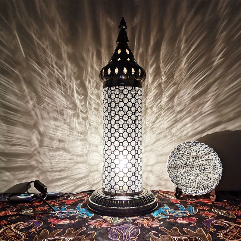 1 Cylindre léger Light Turkey Style Bronze Metallic Night Table Lampe, 23,5 "/31,5" de haut