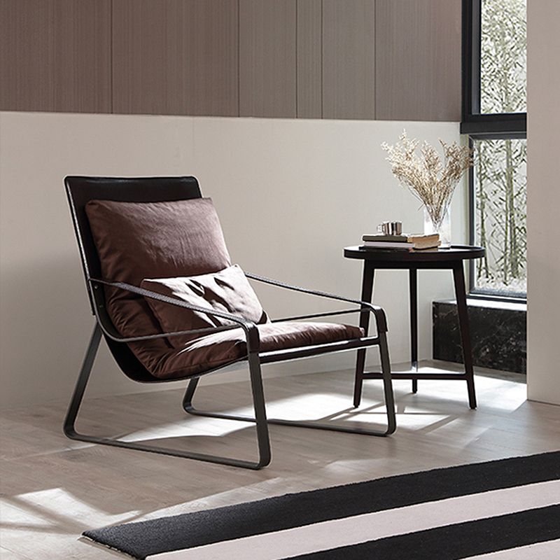 Solid Color Armchair With headrest, Modern Iron Frame Lounge Chair