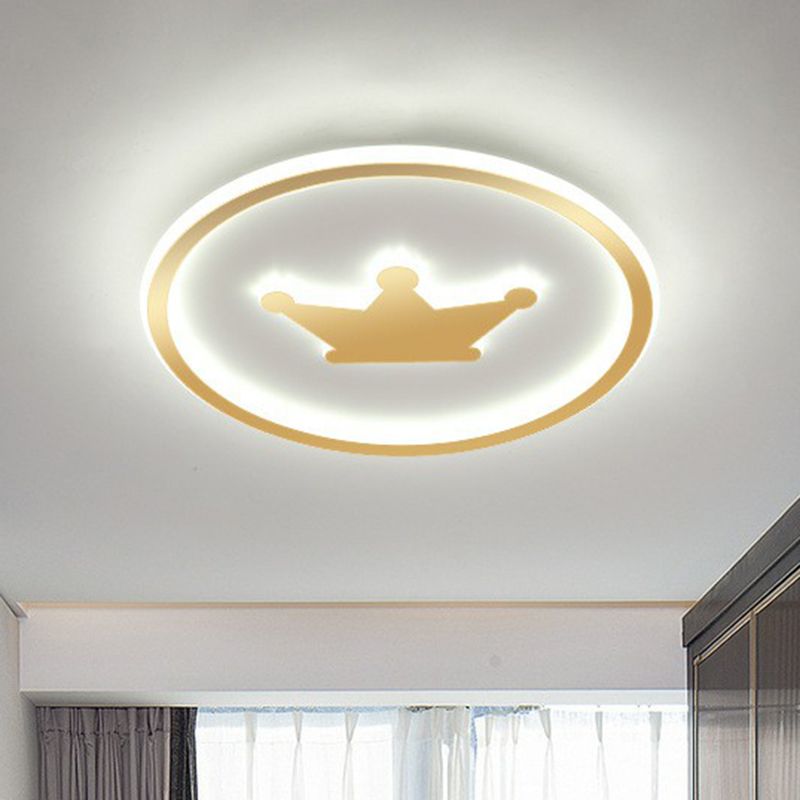 Kroonvormige LED-inbouw-minimalistische acryl-slaapkamer-inbouwplafondlamp met Halo-ring