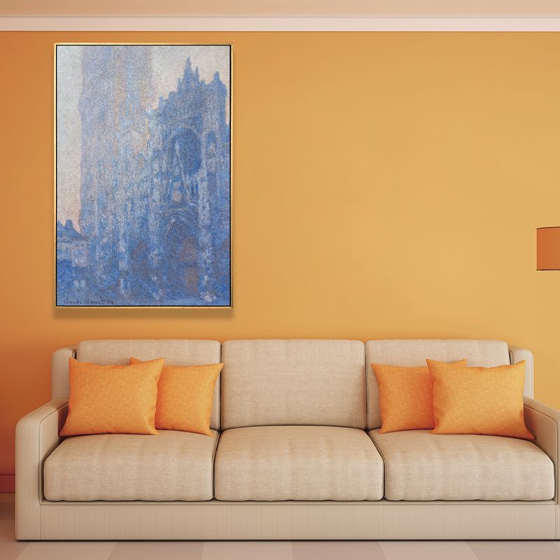 Monet Rouen Cathedral Wall Art Traditional Textured Canvas Print in Pastel Color