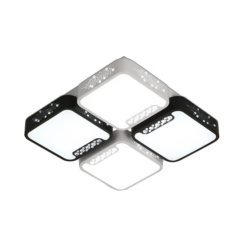 Acrylique Squared Shade Ceiling Mounted Light Contemporary 21.5 "/32" Wide LED Black Flush PendLight for Living Room