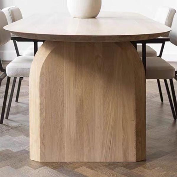 Modern Solid Wood Table for Restaurant Oval Dining Table with Double Pedestal