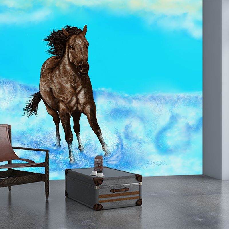 Illustration Style Horse Removable Wall Mural for Living Room Bedroom, Waterproofing
