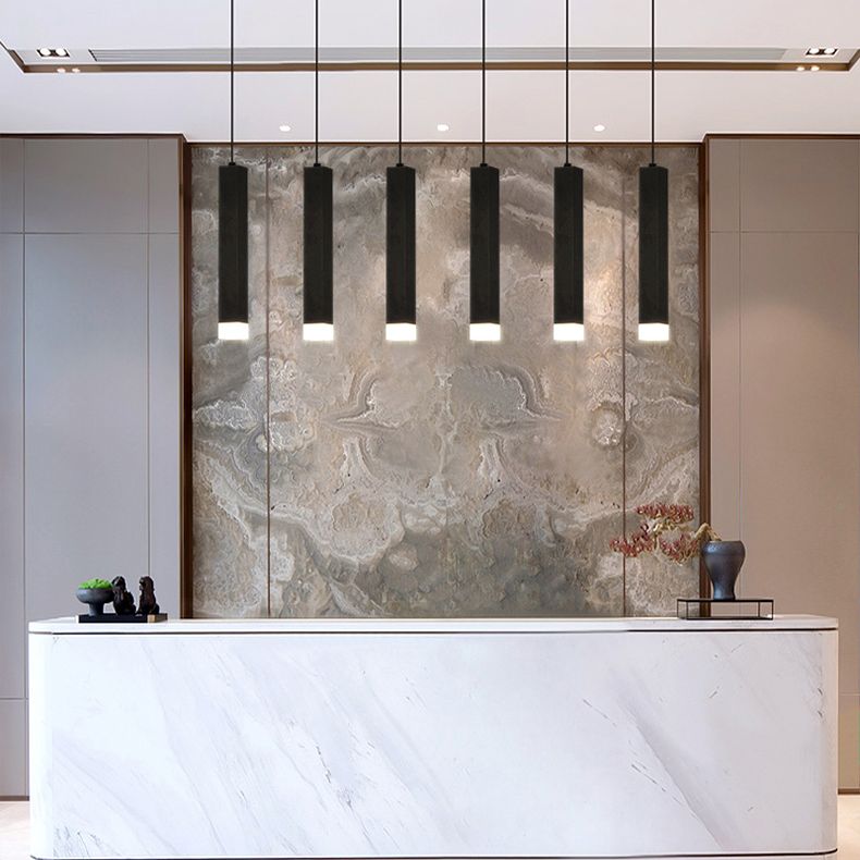 Metall rechteckige Rohranhänger minimalistische LED -LED -Beleuchtung zum Abendessen