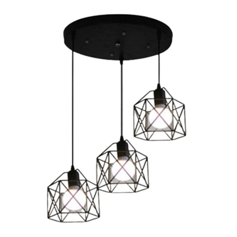 Geometric Shape Metal Island Pendant Industrial Style Island Lighting for Hallway