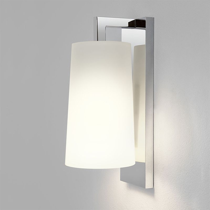 Fabric Tapering Wall Lighting Simplicity 1 Head White Sconce Ideas with Chrome Arm