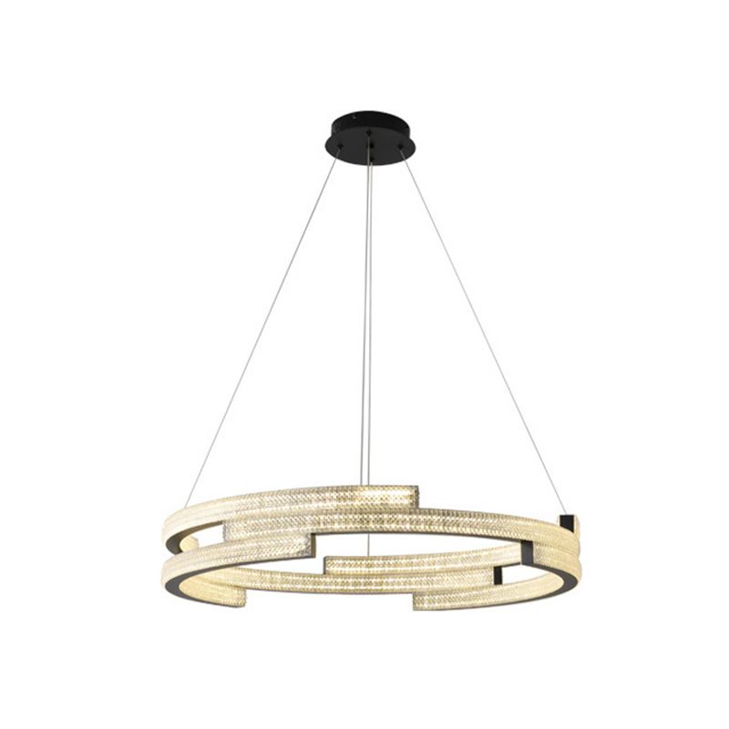 Contemporary Luxury LED Pendant Light Metal Linear Chandelier for Living Room