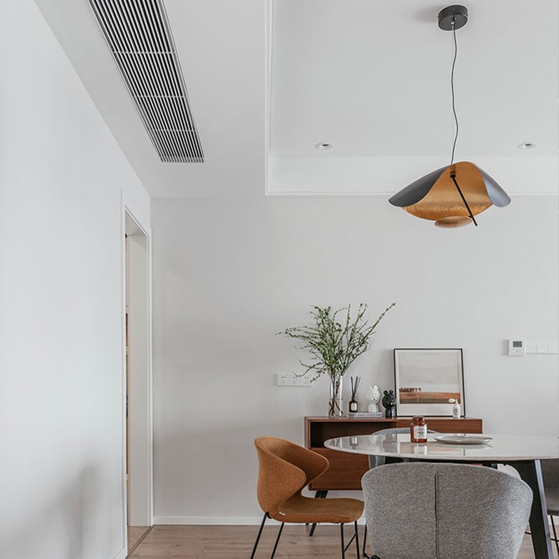 Zwarte hoed Iron Down Lighting Pendant eigentijds 1-licht plafondlicht voor eetkamer