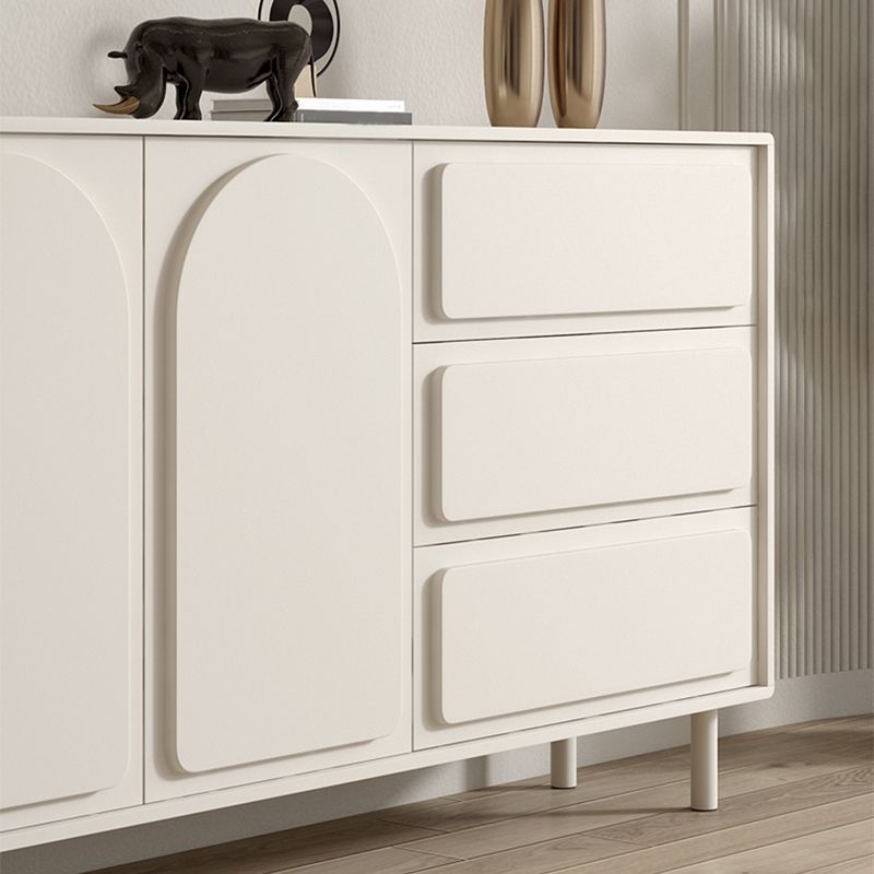 Contemporary Dining Server White Engineered Wood Sideboard Table