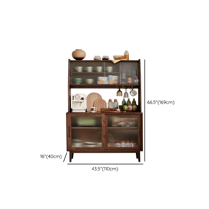 Modern Style Espresso Sideboard Solid Wood with Sliding Door