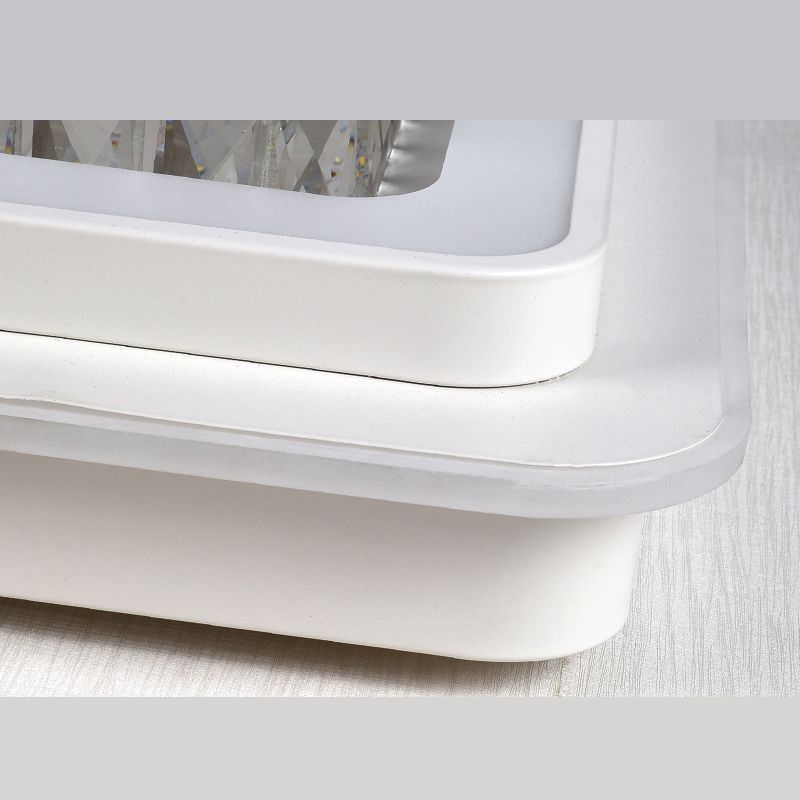 Modern Geometric Ceiling Flush Light Crystal Encrusted Bedroom LED Flushmount in White