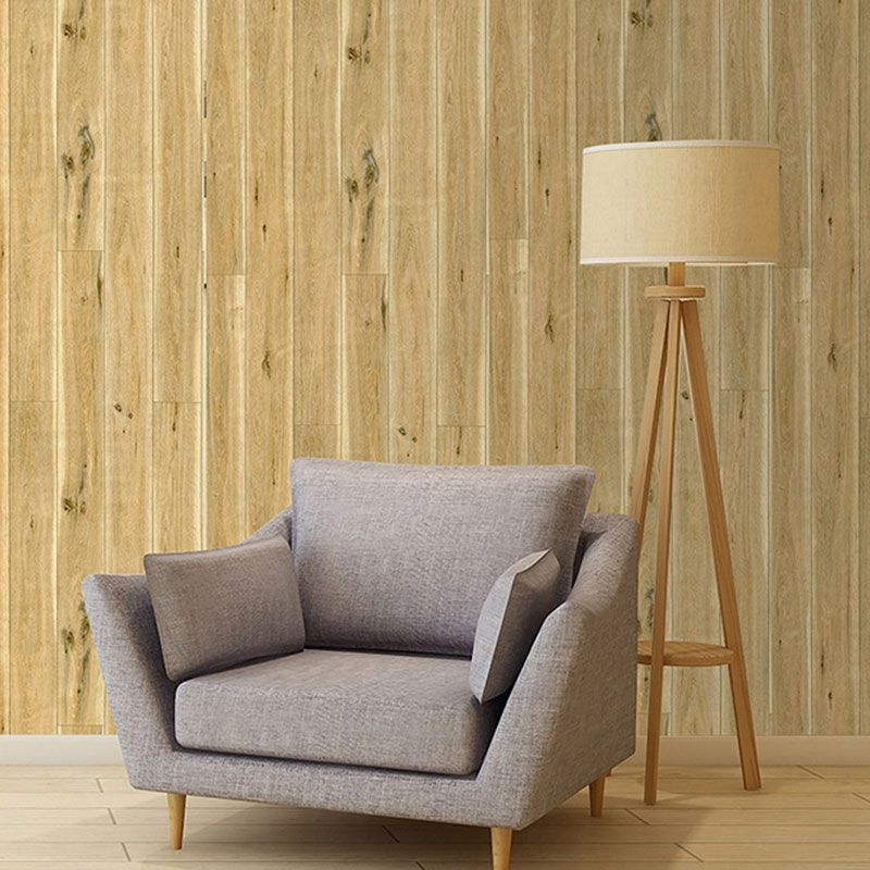 Pastel Yellow Wooden Stripe Wallpaper Waterproof Easy to Remove Wall Decor, 29.1 sq ft.