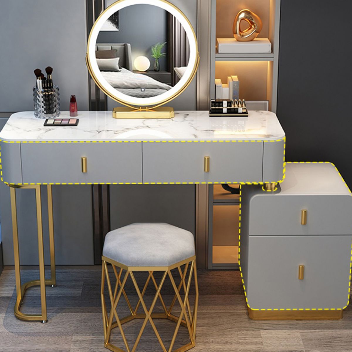 Contemporary Bedroom Vanity Dressing Table Wooden Makeup Vanity Desk with Drawer