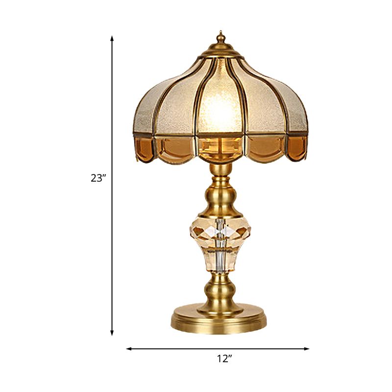1 illuminazione notturna night lampada da comodino coloniale di vetro opale in oro con goccia di cristallo trasparente