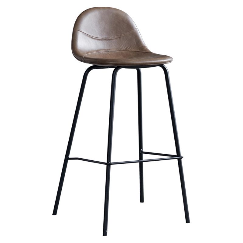 Leather Bar Stool Modern Backrest Counter Stool for Bristol with Metal Base