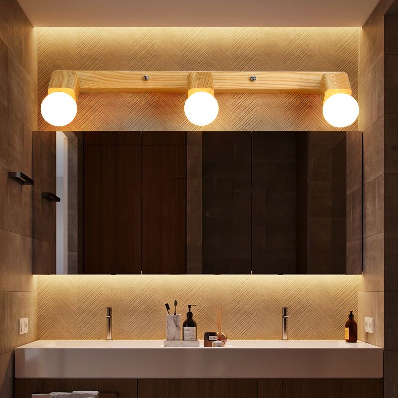 Bare Bulb Vanity Sconce Lights Ultra-modern Wood Wall Sconce Lighting for Bathroom
