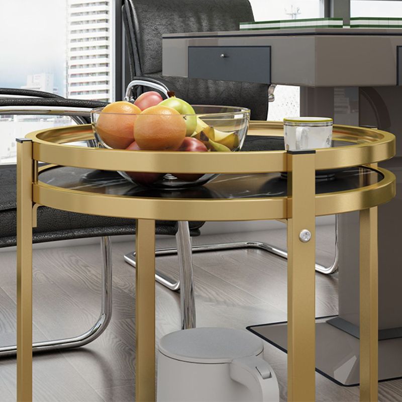 Glam Metal Storage End Table Double Tier Side Table for Living Room