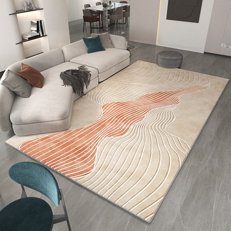 Beige Modern Carpet Polyester Color Lump Area Carpet Washable Carpet for Drawing Room