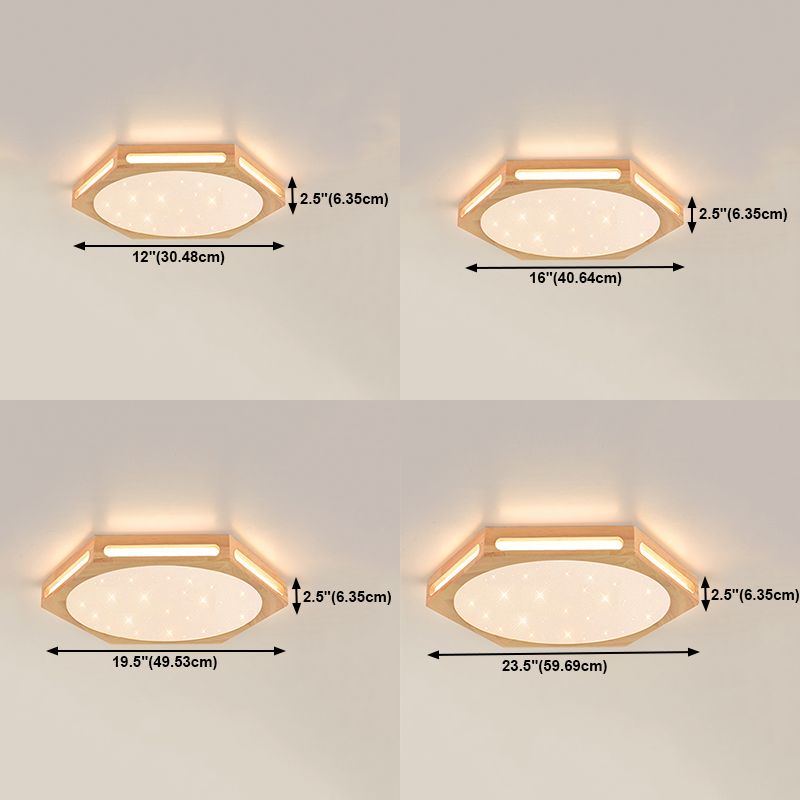 Modern Style Geometry Shape Ceiling Lamp Wood 1 Light Ceiling Lighting for Dining Room