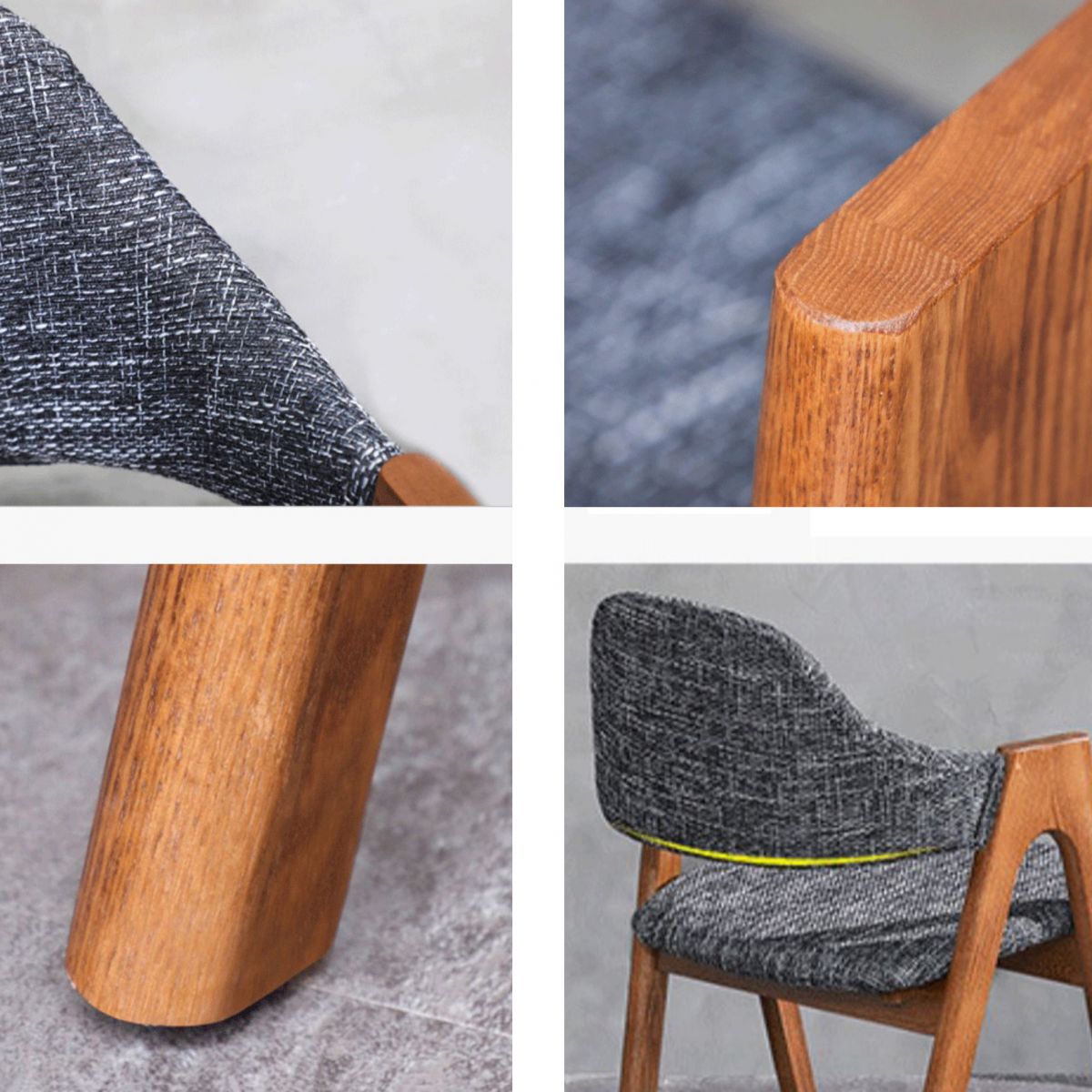 Salle d'étude scandinave, fauteuil à dossier ouvert, chaise de salle à manger rembourrée au fini mat