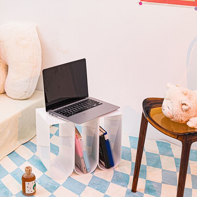 Contemporary Antique Finish Shelf Bookcase Acrylic Geometric Bookshelf