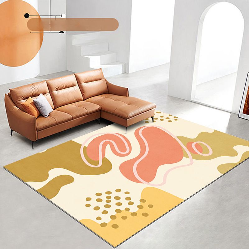 Modern Color Lump Rug Polyester Orange Rug Washable Rug for Living Room