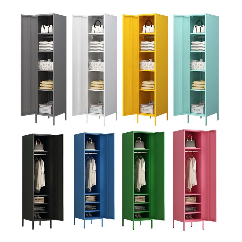 Contemporary Style Metal Wardrobe Adjustable Shelves Wardrobe Closet with Legs