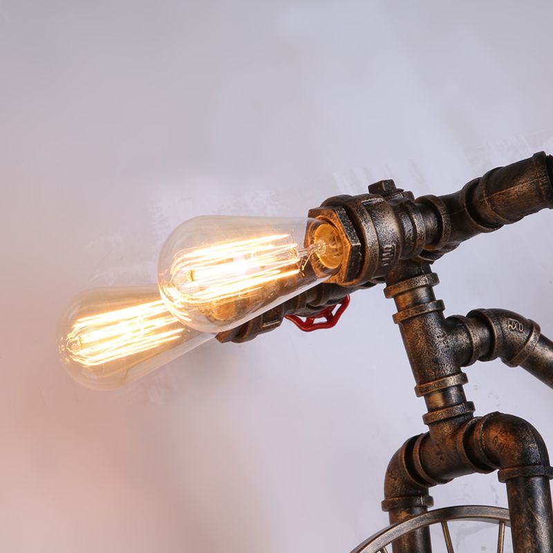 3-Light Chocolate Bronze Metal Ceiling Hung Fixtures Vintage Bicycle Bike Shape Pendant Lighting