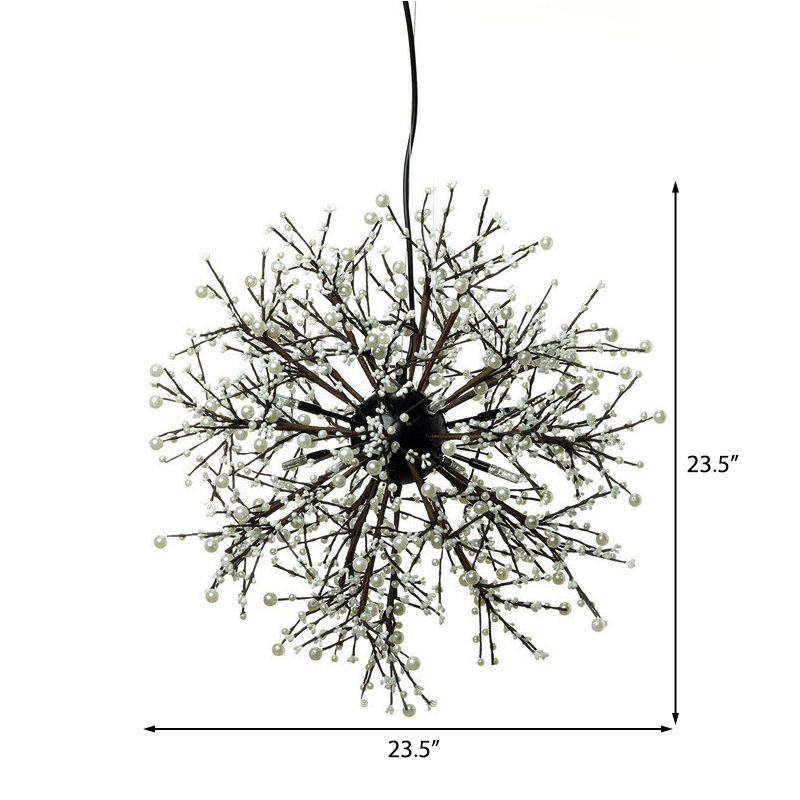 23.5 "/31.5" de ancho LED Dendritic lámpara de lámpara de techo negro de techo negro con perlas blancas/multicolores
