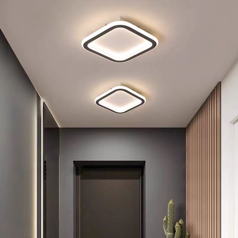 Geometrische Deckeneinbauleuchte aus Metall, moderne LED-Deckenleuchte in Schwarz