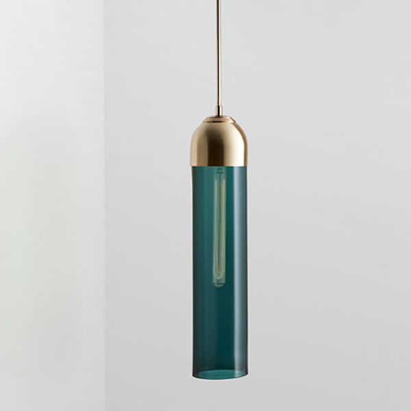 Cylindrical Pendant Light in Modern Style Electroplate Iron Hanging Lamp for Bedroom