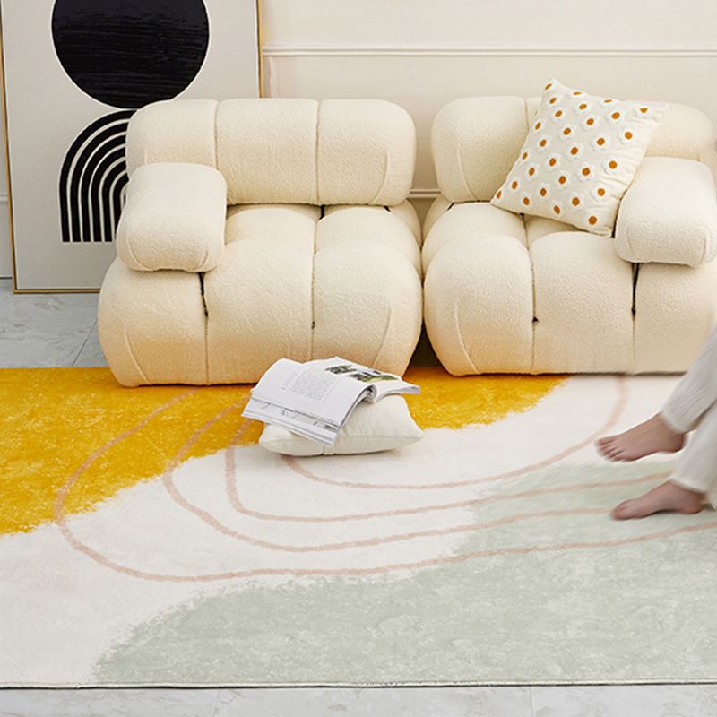 Nordic Area Rug Sparkle Silver Simple Rug Polyester Non-Slip Area Rug for Living Room