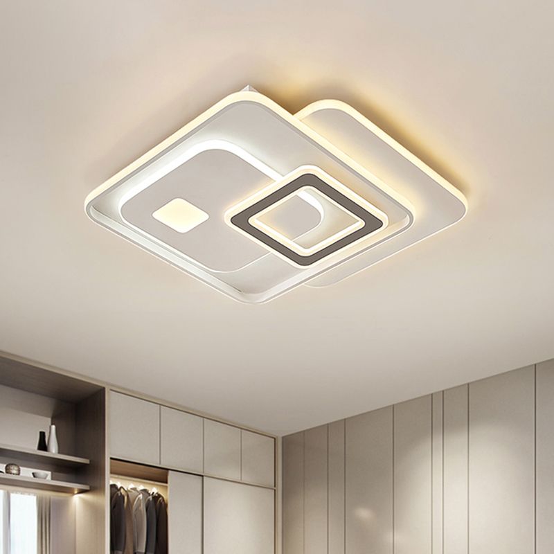 Overlapping Acrylic Ceiling Fixture Contemporary White LED Flush Mount Lighting for Bedroom