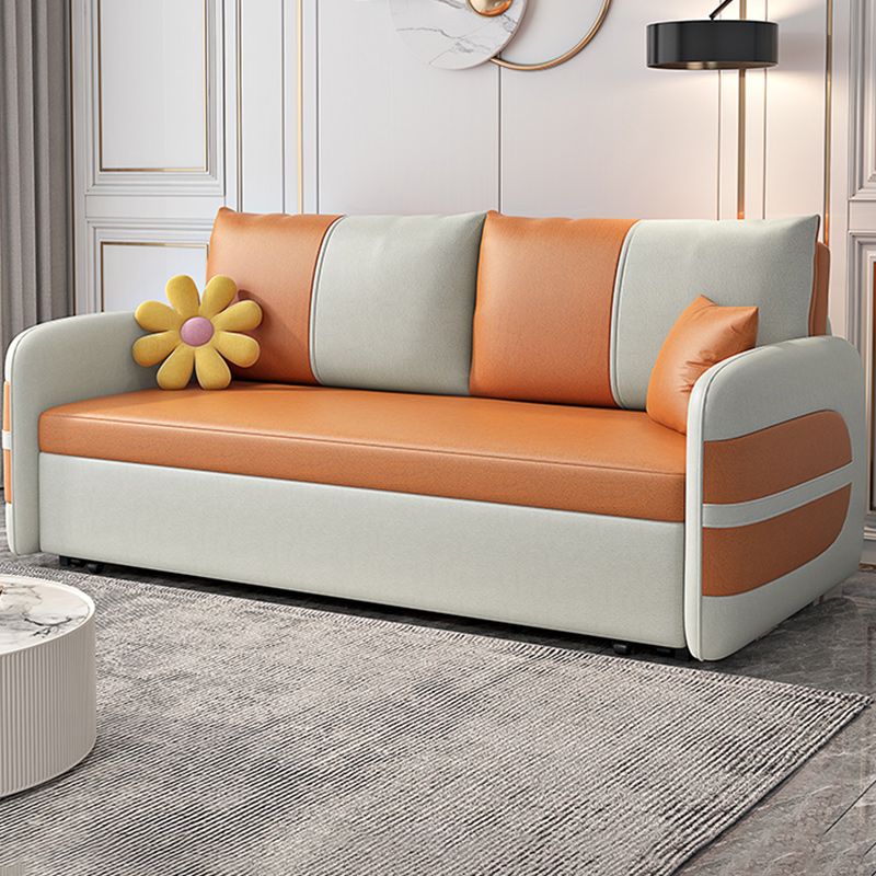 Scandinavain Futon Sofa Bed Faux Leather Storage Futon with Mattress