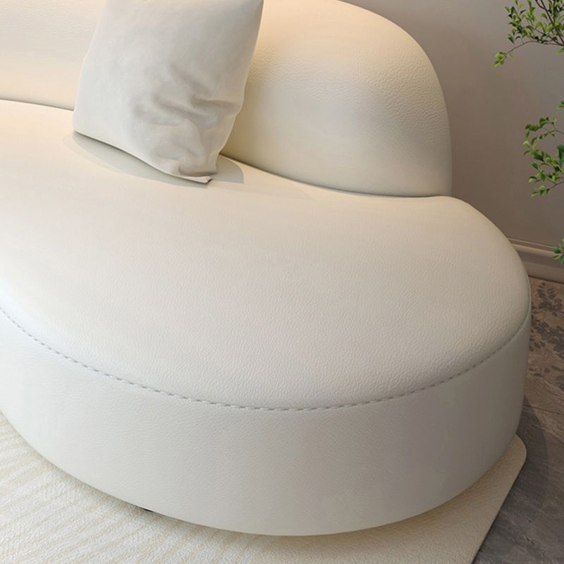 Sloped Arm Curved Sectional Modern Faux Leather White Sectional