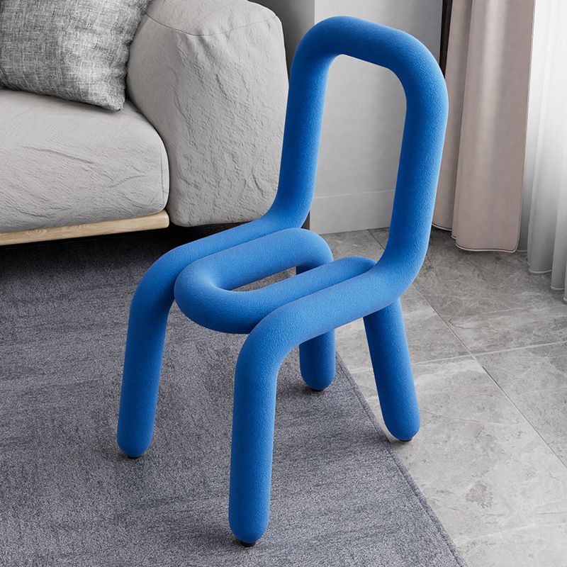 Designer Style Velvet Curved Chair Open Back Matte Finish Dining Chair