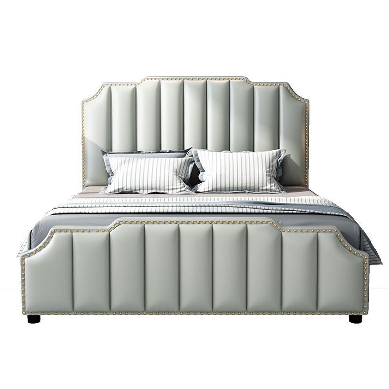 84.65 inch Wide Contemporary Standard Bed Solid Wood Bed with Headboard