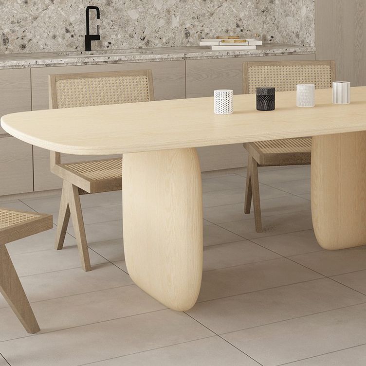 Industrial Solid Wood Dining Table Rectangle Kitchen Table with 3 Legs