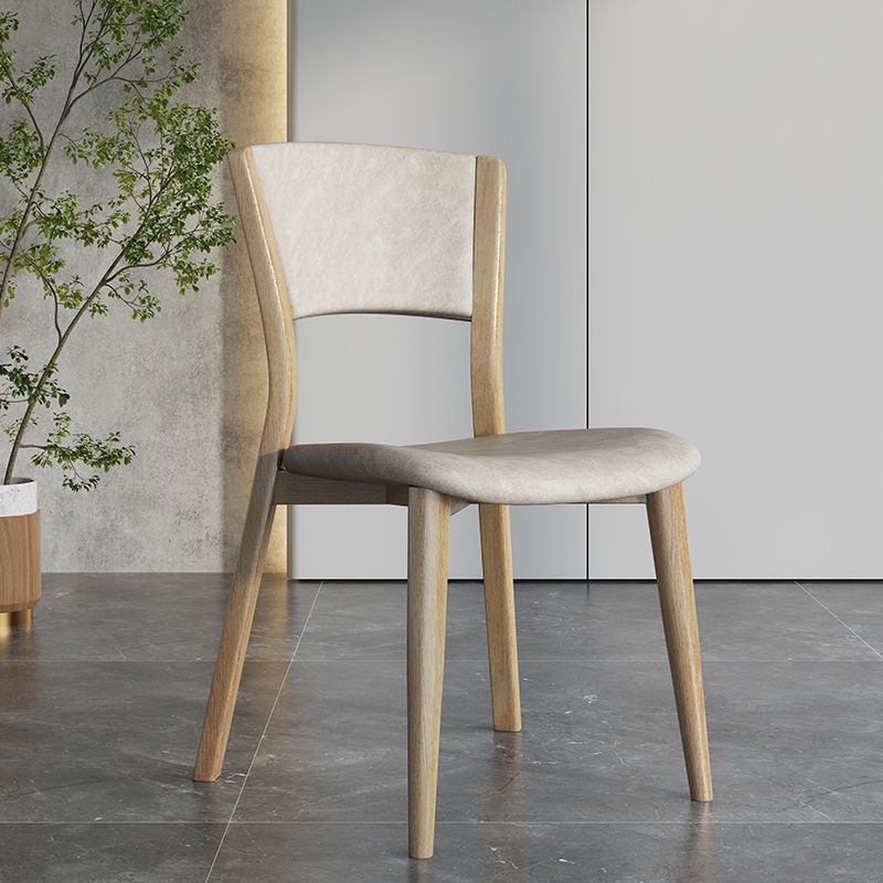 Contemporary Style Dining Chairs Oak Solid Wood Open Back Armless Chair