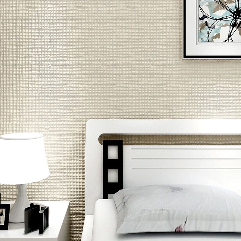 Minimalist Grid Solid Wallpaper Roll Soft Color Stain Resistant Wall Art for Bedroom