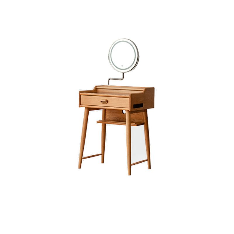 Minimalism Solid Wood Makeup Table Vanity Stool with Drawers and Mirror