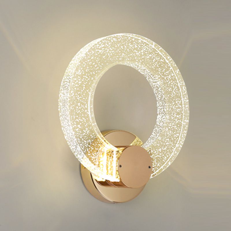 Round Shape Crystal Wall Light Modern Style 1 Light Wall Mount Light in Gold