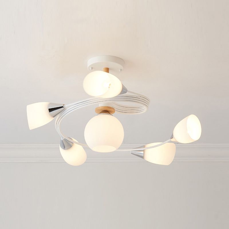 Metal Flush Mounted Ceiling Lights Frosted Glass Shade Ceiling Lighting for Living Room