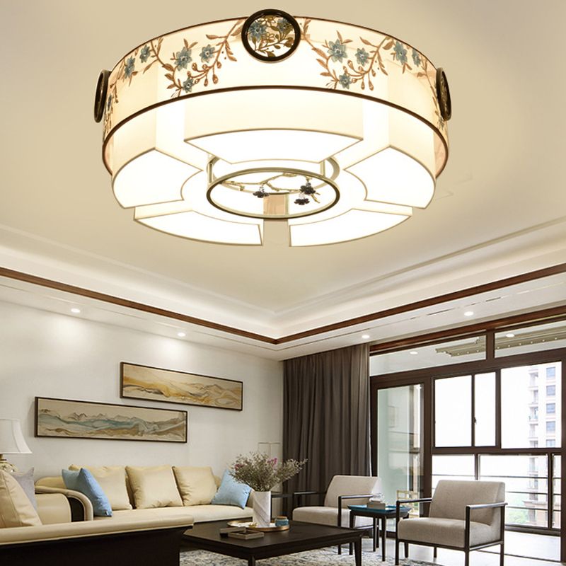 5/7/11 Teste Flush Mount Stile Cinese Tessuto Flush Plafoniera per Sala da pranzo