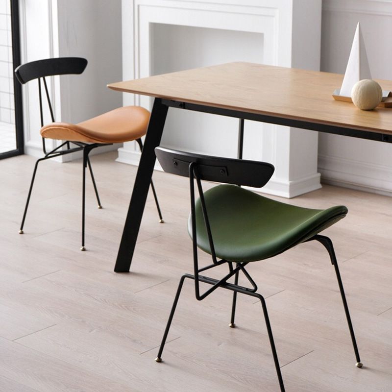 Black Iron Legs Dining Chairs Industrial Armless Dining Side Chair