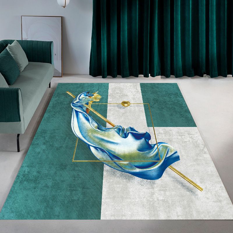 Gold Modern Rug Polyester Circle Rug Stain Resistant Rug for Living Room